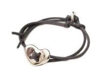 BRACCIALE CUORE CUCITO ARGENTO