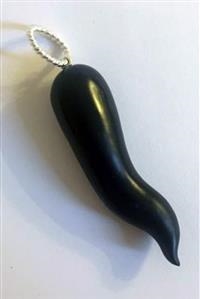 CIONDOLO CORNO LARGE OSSIDIANA DI PALMAROLA E MAGLIA CIMA DI MARINAIO  ARGENTO