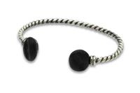BRACCIALE APERTO CIMA DI MARINAIO ARGENTO E OSSIDIANA DI PALMAROLA