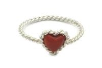 ANELLO CIMA DI MARINAIO ARGENTO CON CUORE di CORALLO ROSSO