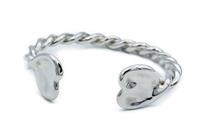 BRACCIALE APERTO CUORE MATTO LARGE ARGENTO