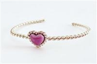 BRACCIALE APERTO CIMA DI MARINAIO ARGENTO CON CUORE DI  FOSFOSIDERITE