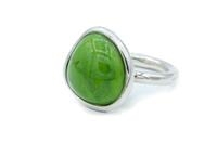 ANELLO ZUCCHERINO DI TURCHESE VERDE NATURALE E ARGENTO
