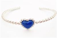 BRACCIALE APERTO CIMA DI MARINAIO ARGENTO CON CUORE DI LAPIS